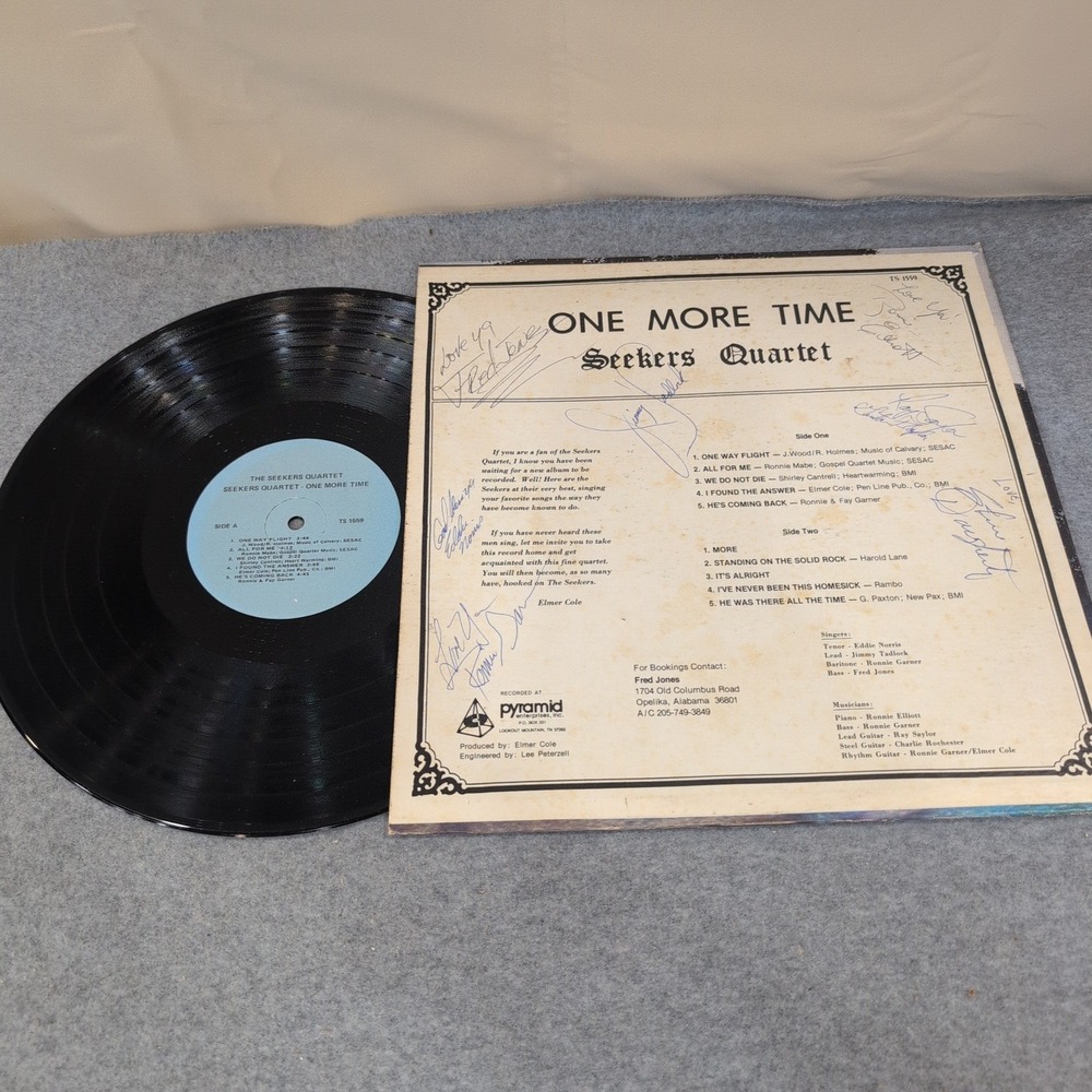 Seekers Quartet One More Time Vinyl LP Autographed Southern Gospel TS 1559 - Picture 2 of 5